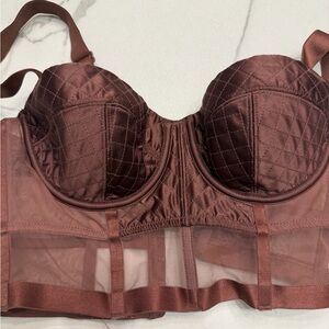 Victoria's Secret Quilted Longline Bustier Bra - Chocolate Brown